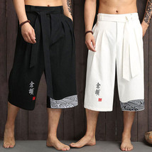 Men Capri Hakama Pants Loose Yukata Trousers Japanese Traditional Kimono Shorts - £24.23 GBP+