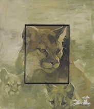 From The Mountain Top by Mary Roberson Mountain Lion Cougar Wildlife Print - £31.57 GBP