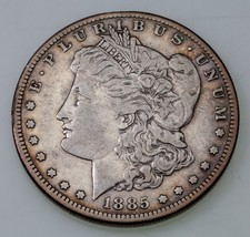 1885-CC $1 Silver Morgan Dollar in Fine Condition, Strong Details for Grade - £515.97 GBP