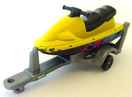 Matchbox WATERCRAFT w/ TRAILER Diecast Yellow &amp; Black Toy 1998 Mattel Loose - £6.19 GBP