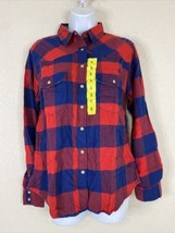 NWT Jachs Girlfriend Womens Size S Blue/Red Check Snap Shirt Long Sleeve - £6.40 GBP