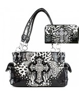 Western Cross Leopard Handbag Rhinestone Pocket Purse With Matching Wall... - £46.14 GBP