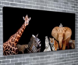 African Safari Canvas Print Animal Wall Art 55x24 Inch Ready To Hang  - £70.47 GBP