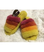 UGG FLUFF YEAH SLIDE  YELLOW PINK SHEEPSKIN WOMEN&#39;S SLIPPERS SIZE US 9 - $748.63 MXN
