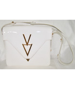 VINTAGE “ELEGANCE BY LISA” BRIGHT-WHITE PATENT LEATHER PURSE- ARTICULATE... - €8,47 EUR