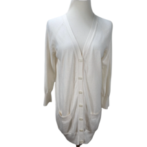 Rebecca Moses Cotton Silk Cashmere Lightweight Longer Cardigan Size S White - £19.58 GBP