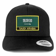 Trendy Apparel Shop Saudi Arabia Flag Patch Retro Trucker Mesh Cap - Black - £19.76 GBP