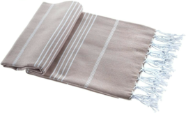 Turkish Beach Towel  Prewashed  100% Cotton Soft Absorbent 39&quot; x 71&quot; Beige NEW - £21.30 GBP