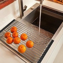 NEW Over the Sink Multipurpose Roll-Up Dish Drying Rack Pan Food Drainer Mat - £14.53 GBP