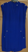 Madewell Blue Sleeveless Oversized Tunic Mini Dress Xs S White Buttons Pockets - £7.55 GBP