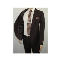 Men Suit BERLUSCONI Turkey 100% Italian Wool Super 180's #Ber30 Brown/Burgundy image 6