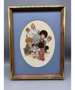 Vtg Framed Precious Moments Cross Stitch Nativity Scene Wall Decor Chris... - $26.03