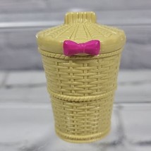 Barbie Doll House Accessory Laundry Basket Wicker Hamper With Lid  - $9.89