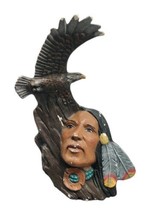 Vintage Ceramic Hand Painted Native American Man Head With Eagle - $19.99