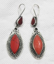Handmade Red stone earrings/ sterling silver/ silver earrings, Red Stone - £23.54 GBP