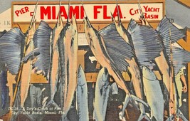 Miami Beach Fl~A Day&#39;s Catch Of Sword FISH-PIER 5-CITY Yacht BASIN~1949 Postcard - £7.97 GBP