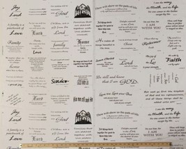 Bible Verses Wise Sayings Quilting Blocks Cotton Fabric Panel Off-White ... - $8.97