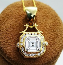 18k Yellow Gold Plated  3.5ct Simulated VVS1 Diamond Pendant Stunning Necklace - £59.98 GBP