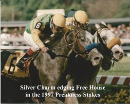 1997 - SILVER CHARM edging FREE HOUSE in Preakness Stakes - Close Up - 1... - £15.72 GBP
