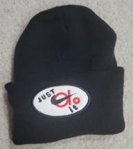 Vintage 90s Nike Beanie Hat Big Swoosh JUST DO IT Black White Adult One Size - £18.43 GBP