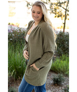 Seagrass Waffle Knit Drop Shoulder Open Front Pocketed Plus Size Cardigan - $377.76 MXN