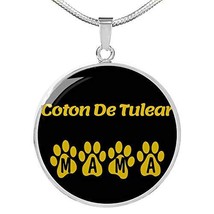 Coton De Tulear Mama Circle Necklace Stainless Steel or 18k Gold 18-22&quot; Dog Owne - £43.38 GBP