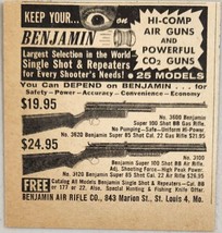 1960&#39;s Print Ad Benjamin Air Rifles Single Shot &amp; Repeaters St Louis,Missouri - £7.15 GBP