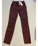 Easel Brand Moto Style Skinny Denim Red Maroon  NWT Size Small Piper &amp; S... - £16.59 GBP