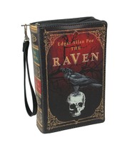 Black Vinyl The Raven Book Handbag Novelty Clutch Purse Crossbody Bag Allen Poe - £46.70 GBP