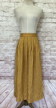 Vintage 80s Jack Winter Yellow Geometric Print Midi Skirt Pleated Pockets Sz 10 - £37.71 GBP