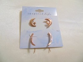 Inspired Life Rose Gold Tone Pave Crystal Stud &amp; Short Threader Earrings E687 - £6.87 GBP