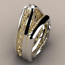 Hot Fashion  Gold Hollow Rings 2 Pcs/Set Men Women Promise Couple Love Finger Ri - £7.94 GBP