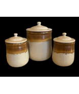VTG McCoy Canisters Pottery Graystone Natural Drip Glazed Crocks Set 3 N... - $186.64