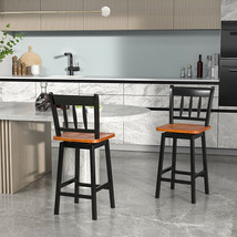 24.5 Inches Set of 2 Swivel Bar Stools with 360 Swiveling-Black - Color: Black - £184.93 GBP