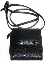 Brighton Black Leather Brown Croc Wallet with Removable Strap - $45.00