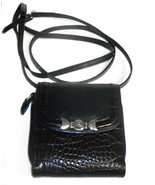 Brighton Black Leather Brown Croc Wallet with Removable Strap - £35.35 GBP