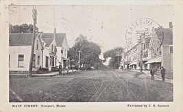 Newport Maine~Main STREET-STOREFRONTS-DIRT ROAD~1906 J R Spencer Postcard - £5.01 GBP