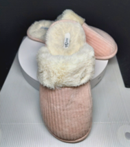 East 5th Pink Corduroy Slip-On Furry Slippers Size 7-8 **NEW without box** - $18.04