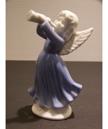 Inarco Blue Ceramic Angel with Horn Vintage Christmas HTF - $26.99