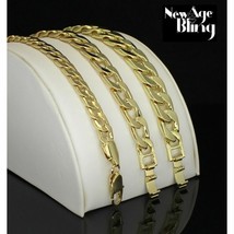 Mens Cuban Link Curb Bracelet 14k Gold Plated Hip Hop Fashion 8 inch - £7.18 GBP