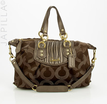 Coach Ashley canvas leather Dotted Op Art F20015 Satchel purse! - $112.86