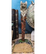 Alpha Gray Wolf Hand Painted Pen With Rustic Tree Bark Holder Stand Figu... - $20.49 CAD