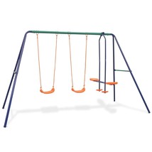 vidaXL Swing Set Blue Steel and Plastic Ages 3-10 Durable Swing Set - $218.99