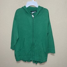 KENSIE Hooded Top zip front shirt green sz L new - £63.34 GBP