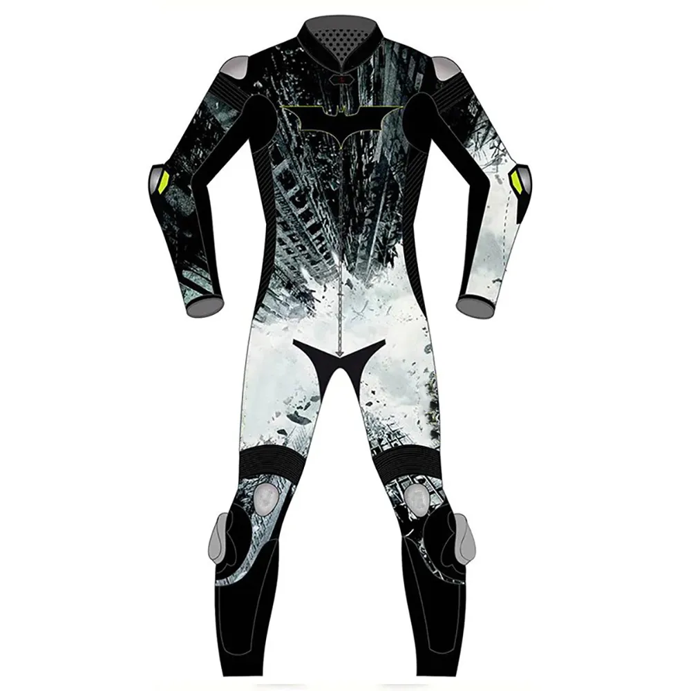  MEN,S BLACK &amp; WHITE BATMAN MOTORCYCLE RACING LEATHER SUIT CE-APPROVED  ... - $299.00