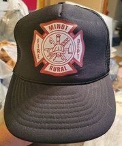 Vntg Nissin Mesh Snapback Ropebill Trucker Hat/Cap Minot Rural Fire Department - £15.81 GBP