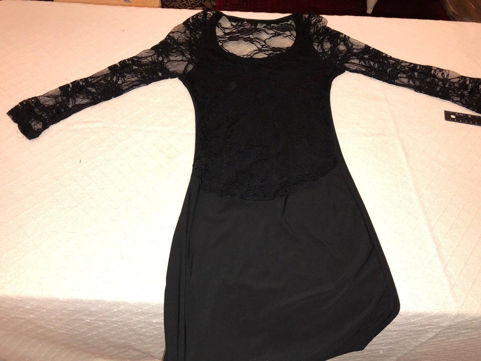 WET SEAL SEXY HALLOWEEN BLACK LAS VEGAS SEE THRU CLUB VERY SHORT DRESS S... - $22.92