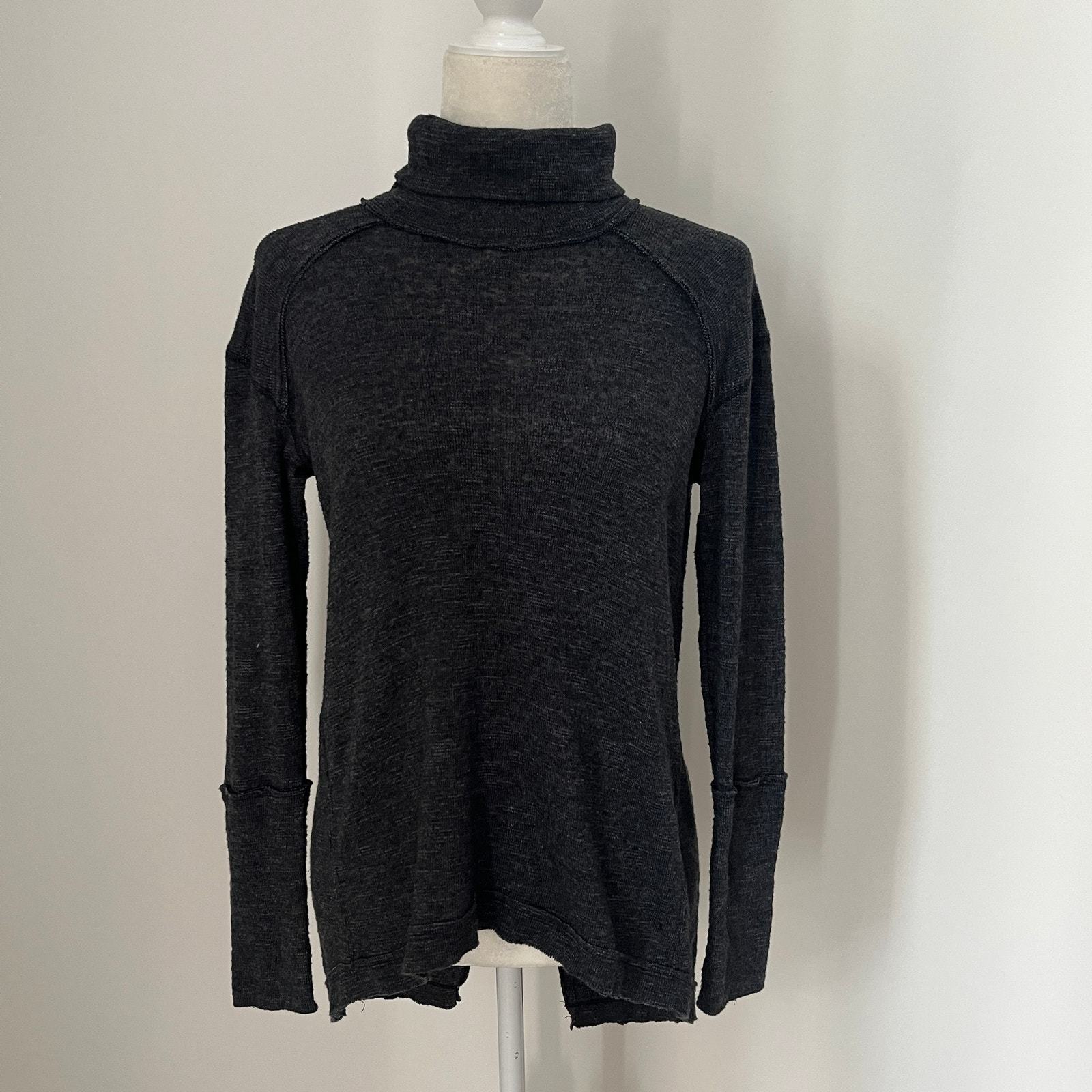 Free People Beach Women&#39;s World Traveler Open Back Sweater Top Black XS - $34.99