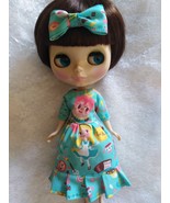 Set of Neo Blythe Short Sleeve Dress and Matching Bow Hair Clip Alice in... - $28.00