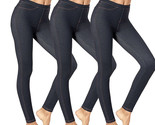 Women&#39;s Black Denim-like Look Lightweight Stretch Leggings Pants 3 Pack - $10.39